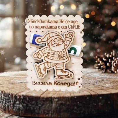 Бисквитка кеш картичка с дядо коледа 