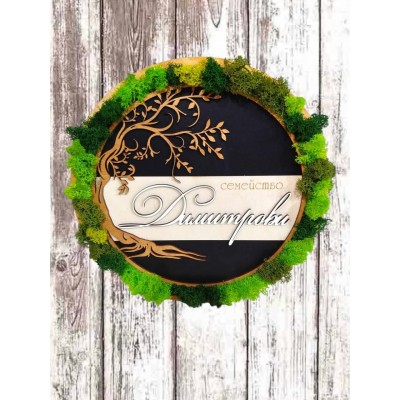 Табела за врата със скандинавски мъх и фамилия на семейството