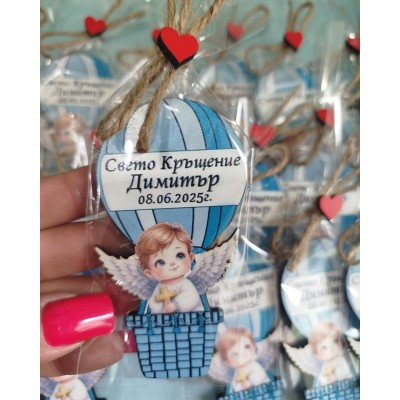 Магнит Ангелче в балон момченце