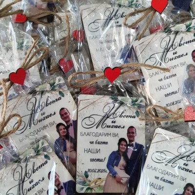 Магнит със снимка подаръчета за гости за сватба