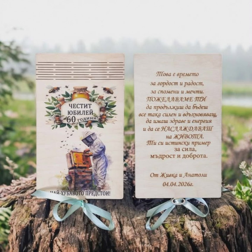 Плик за юбилей подарък за пчелар  
