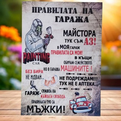 Подарък за бояджия Постер правилата на гаража