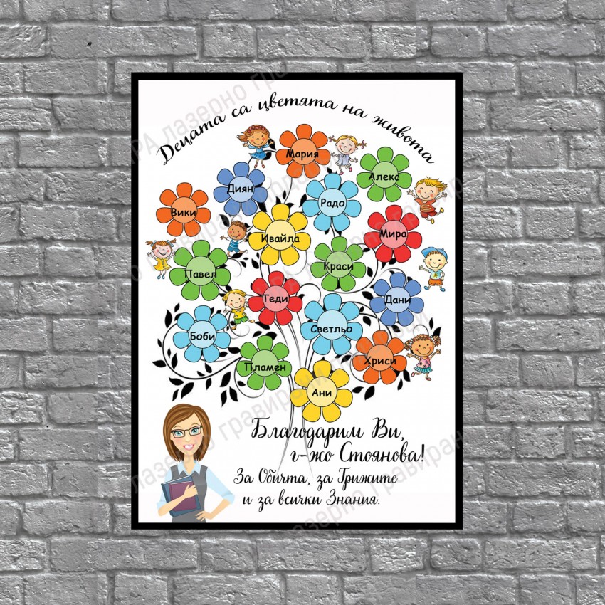 Постер Учител- Децата са цветята на живота