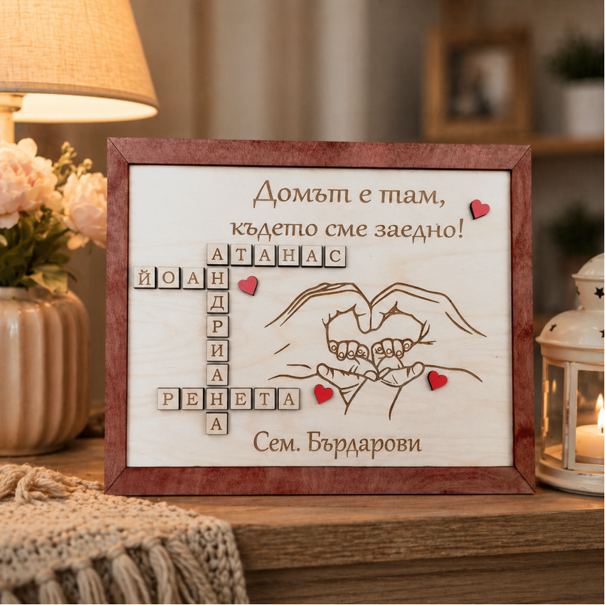 Рамка домът е там, където сме заедно скрабъл