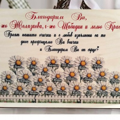 Плакет подарък за учители с имена на децата  